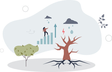 Steady growth to reach top in adverse times with challenges.Personal and professional development or growth with clear vision.flat vector illustration.