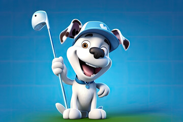 Petfluencers - The Top Dog of Golf: One Pooch's Path to Championship Glory on Blue Background