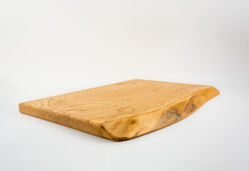 Live edge natural  hardwood rustic cutting chopping charcuterie or serving board isolated on a white background