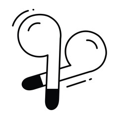 Ear buds doodle Icon Design illustration. Science and Technology Symbol on White background EPS 10 File