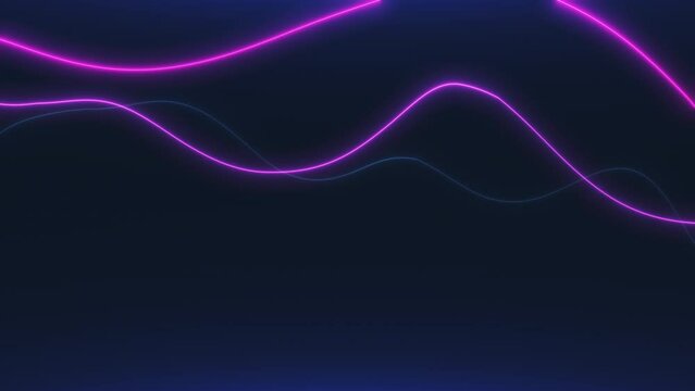 Three multi-colored sine waves. Waves on a blue background. Abstract looped seamless animation.
