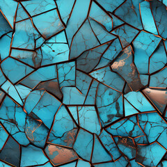 Seamless turquoise mineral with gold texture background, ai design