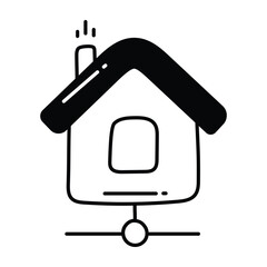 Home network doodle Icon Design illustration. Science and Technology Symbol on White background EPS 10 File