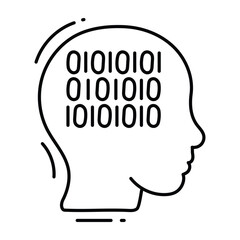 Binary mind doodle Icon Design illustration. Science and Technology Symbol on White background EPS 10 File