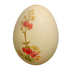 Easter egg with colorful floral / flower pattern painting, isolated on transparent background cutout - png - image compositing footage - alpha channel