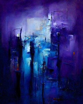 Abstract expressionism Surrealism are you free speak to me through music let me hear your heart sing I am listening blue and purple tones only ar 34 