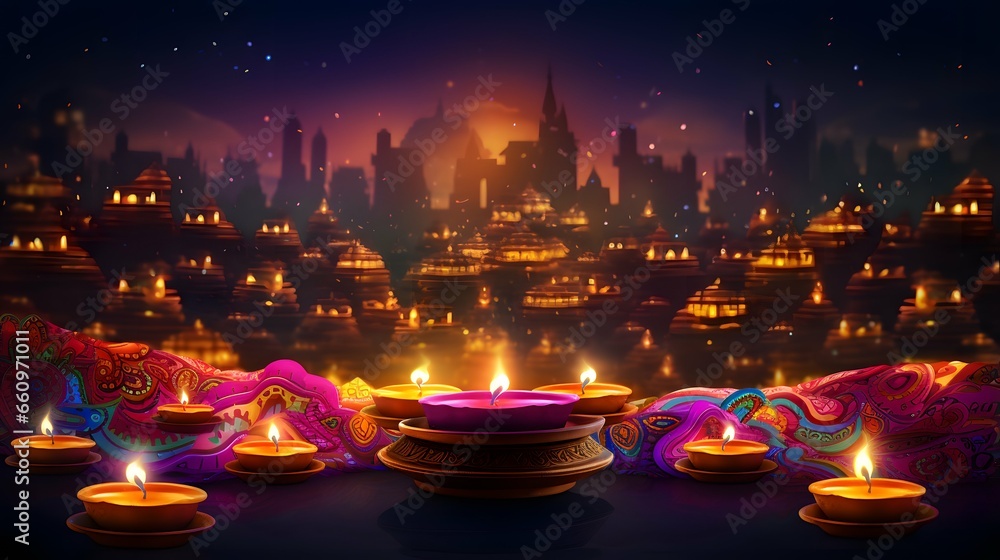 Canvas Prints diwali lights celebration background, hindu festival, india, diya lamp - Canvas Prints