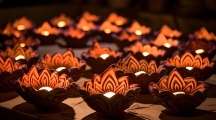 Diwali lights celebration background, hindu festival, india, diya lamp - obrazy, fototapety, plakaty