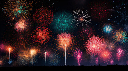 Fototapeta na wymiar A colorful fireworks display