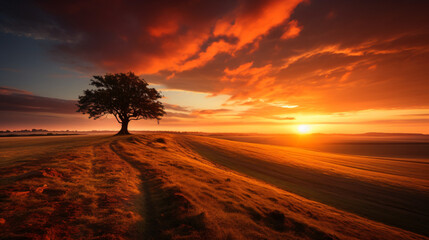 Amazing sunset in the countryside