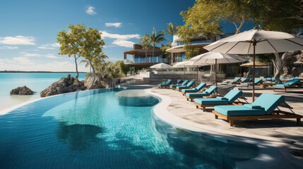 Beautiful luxury swimming pool in resort.