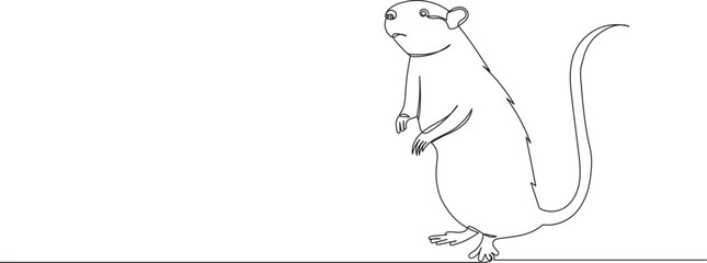 sketch of a rat, mouse line drawing, isolated vector