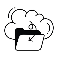 Cloud folder doodle Icon Design illustration. Science and Technology Symbol on White background EPS 10 File