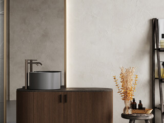 Contemporary bathroom with copyspace, 3d render