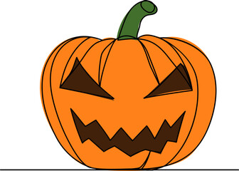 Halloween pumpkin sketch line drawing, isolated vector