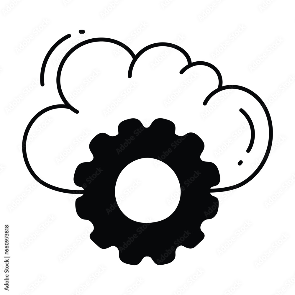 Poster cloud setting doodle icon design illustration. science and technology symbol on white background eps