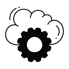Cloud setting doodle Icon Design illustration. Science and Technology Symbol on White background EPS 10 File