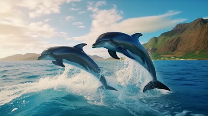 dolphin jumping in water  generated by AI