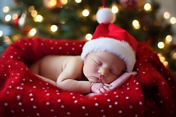 Obraz na płótnie Canvas baby in a New Year's gift box. Christmas Festival. New Year.
