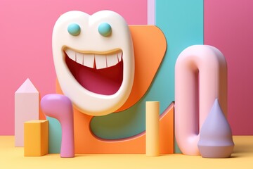 An Artistic 3D Dental Background Full of Vibrant Shapes and Colors