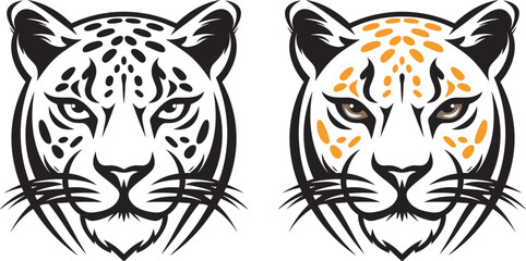 Tiger face cut out silhouette, tiger, or cougar, Roaring Leopard mascot black and white vector, Tiger head silhouette, t-shirt tiger tattoo design