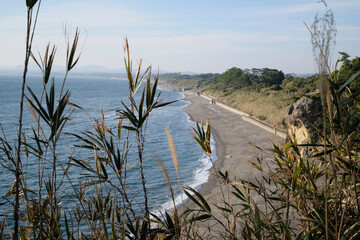 Fototapeta na wymiar 瀬平自然公園から眺める砂浜の景色
