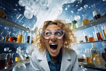 Eureka Moment: Scientist's Face Filled with Surprise and Delight as She Makes a Breakthrough Discovery in her Lab