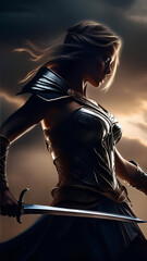 Obraz na płótnie Canvas Female warrior with a sword