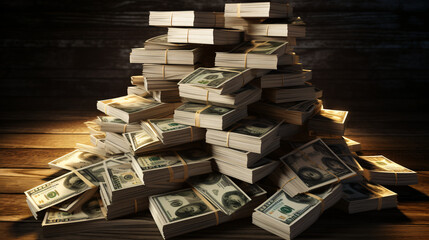 Dollar bills stack millions of dollars - obrazy, fototapety, plakaty