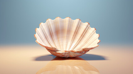 Empty open seashell 3d rendering - obrazy, fototapety, plakaty