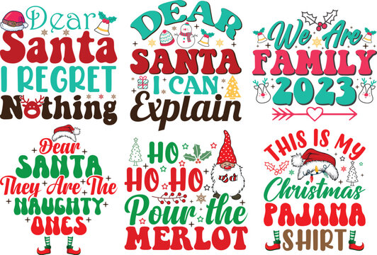 Christmas SVG bundle T-shirt design. Christmas gift bundle design for family.