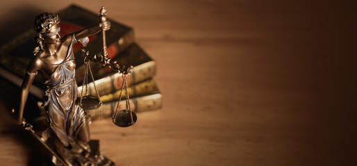 Law concept with lady justice and books