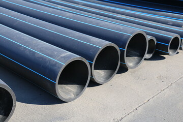 PE pipe plant, Industrial PE pipeline for gas and water. HDPE pipe, Polyethylene PE100 pipe....