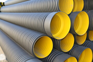 HDPE Corrugated Pipe, 
HDPE Pipes Manufacturers, HDPE DWC Yellow pipes, Drainage Corrugated Pipe, Polyethylene Plastic Pipe