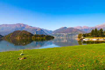 A view of Colico and Piona, Lake Como, and the surrounding mountains.
