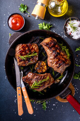 Grilled beef steak with herb and spices