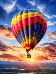 Fototapeta premium Beautiful hot air balloons flying in the fantastic colorful sky