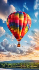 Obraz premium Beautiful hot air balloons flying in the fantastic colorful sky