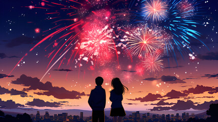 Fireworks and Couple | generative ai