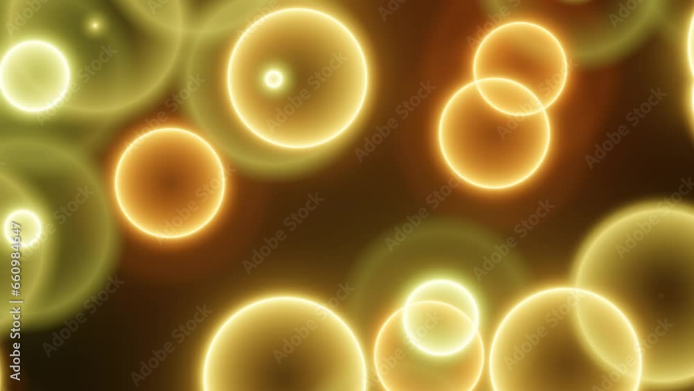 Aufkleber shiny neon circles in abstract pattern on a black background. dynamic multicolor rings with bright n