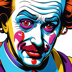 sad clown portrait - obrazy, fototapety, plakaty