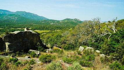 Tipico panorama dell'entroterra sardo. Sardegna, Italia
