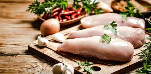 Fresh chicken fillet with spices.