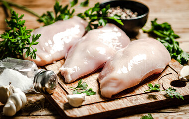 Fresh chicken fillet with spices.