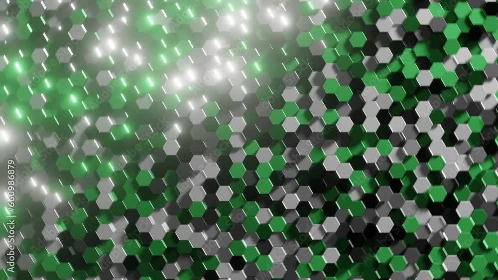 Aufkleber abstract structure with black, white and green hexagonal elements. geometric background with shiny h
