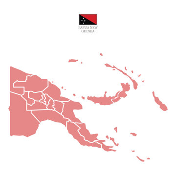 Silhouette and colored (red) papua new guinea map