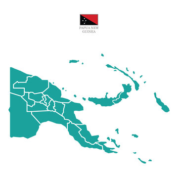 Silhouette and colored (turquoise) papua new guinea map