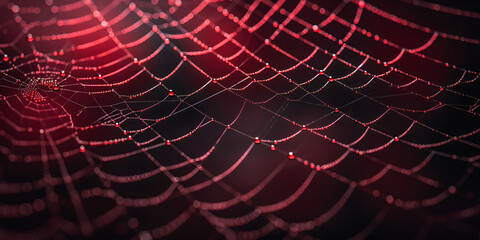 Red Spider Webs Stock,  Glittering Red Spider Web,  GENERATIVE AI
