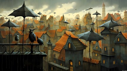 Rain, Rainy day background illustration wallpaper design