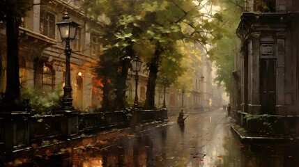 Fototapeta premium Rain, Rainy day background illustration wallpaper design